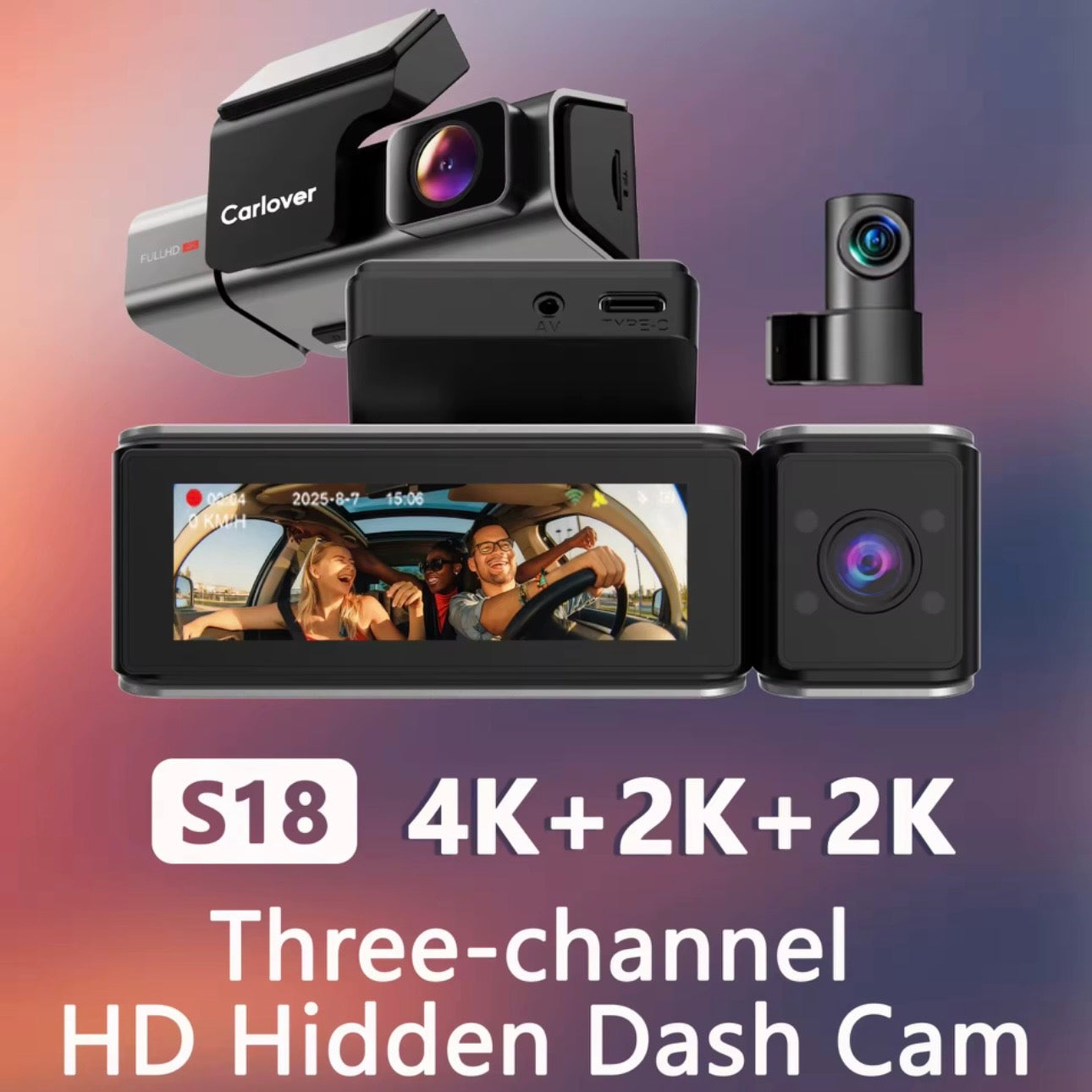AutoGuard S18: Pro-Grade 4-Way Security & 4K Triple-Lens Precision With Night Version