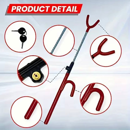 AutoGuard Heavy Duty Anti-Theft Twin Bar Extendable Steering Wheel Lock With Tough-Steel Enhance Automobile Security