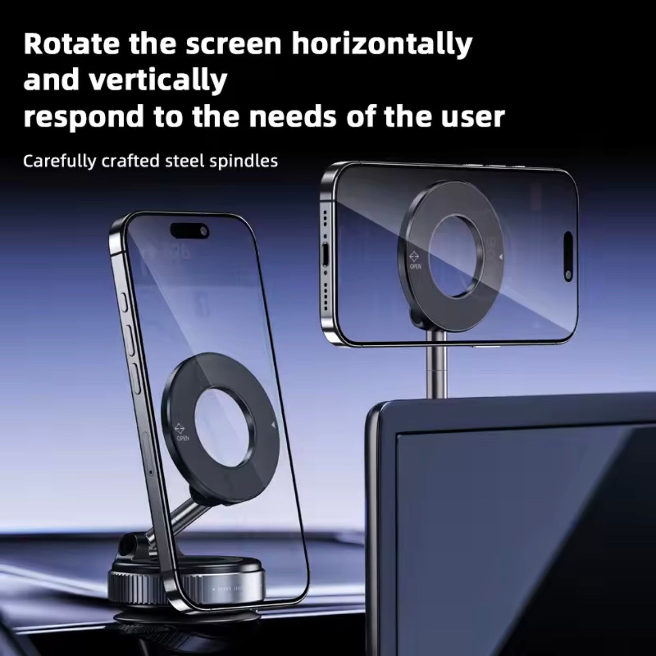AutoGuard Magnetic Phone Holder With Upgraded Aluminum Alloy, Rotatable & Foldable
