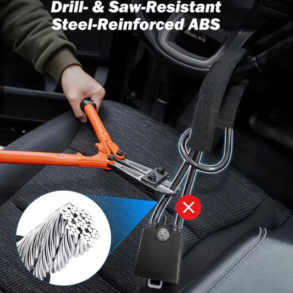 AutoGuard Anti-Theft Heavy-Duty Flexible Cable Lock With Seat Belt Socket & Strong Braided Steel