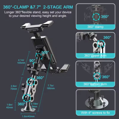 AutoGuard Heavy Duty Drill Base Tablet Holder With Upgraded Aluminium Alloy