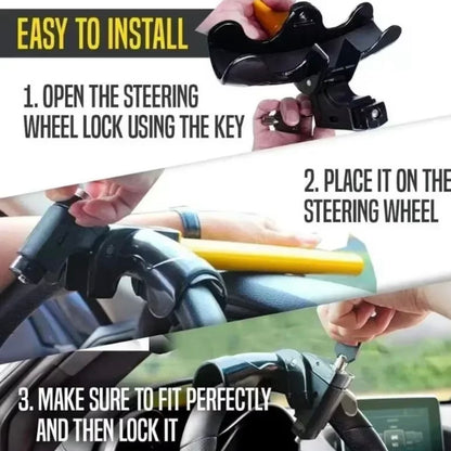 AutoGuard Anti-Theft Armored Bar™ Steering Wheel Lock With Tough-Steel Enhance Automobile