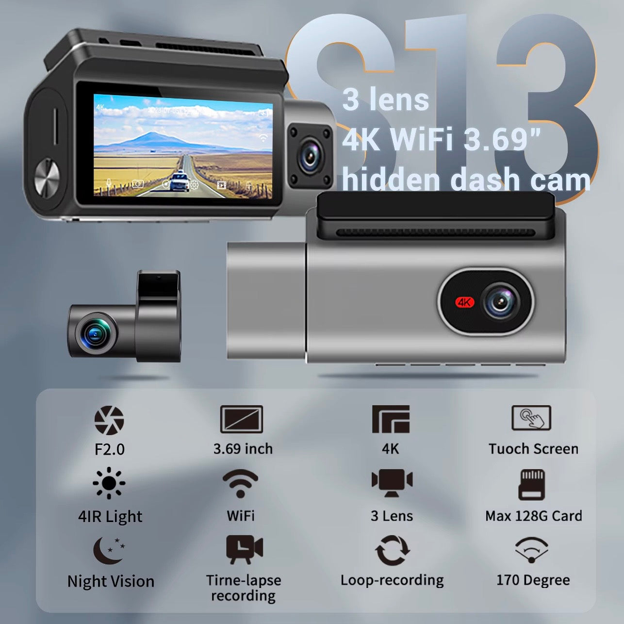 AutoGuard S13: Pro-Grade 4K Triple-Lens Precision Security System With Night Vision