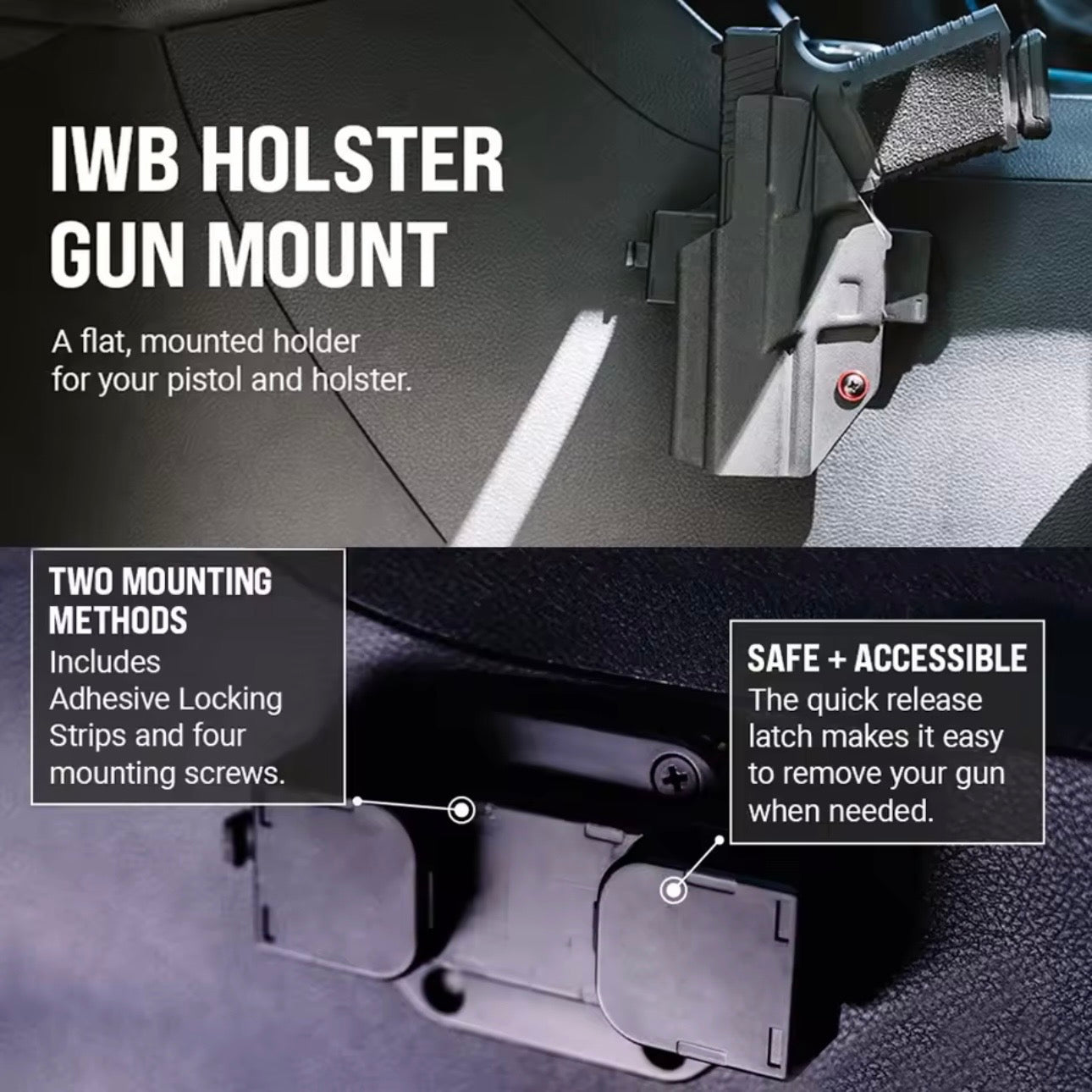 AutoGuard Gun Mount with a 19.5KG Strong Magnet Base for GLOCK