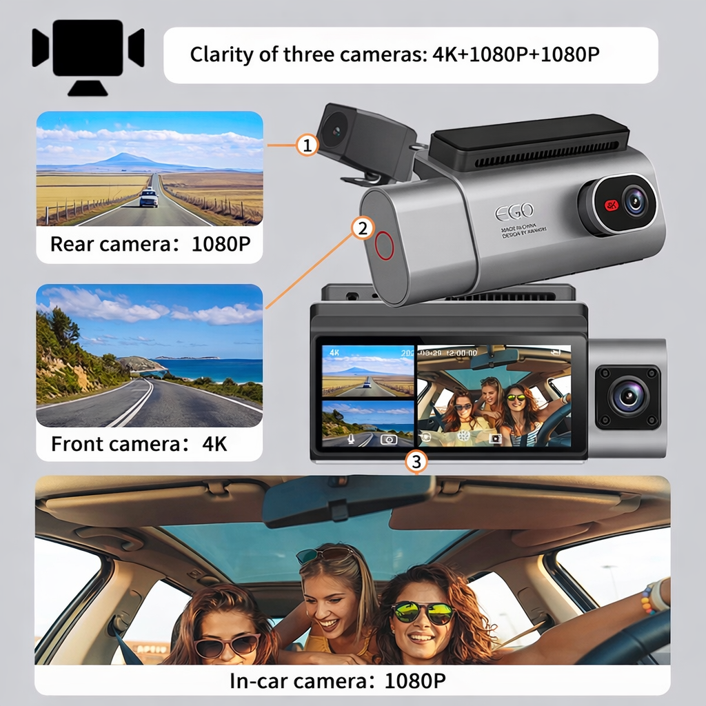 AutoGuard S13: Pro-Grade 4K Triple-Lens Precision Security System With Night Vision