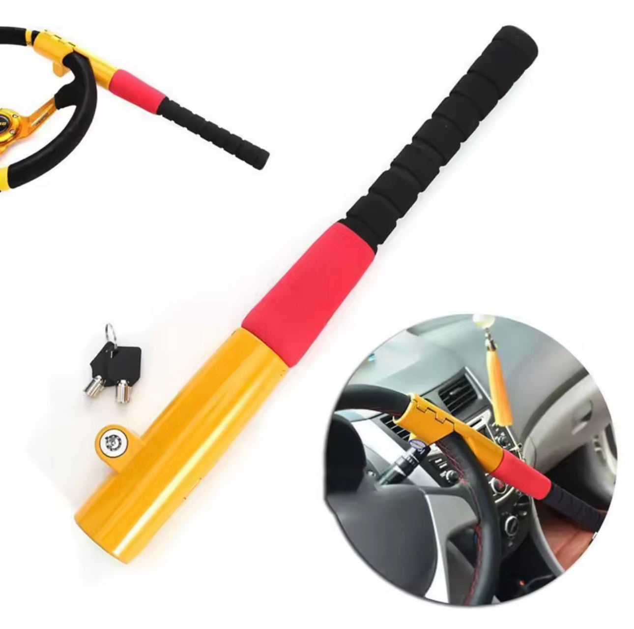 AutoGuard Anti-Theft Steering Wheel Lock With Tough-Steel Enhance Automobile Security