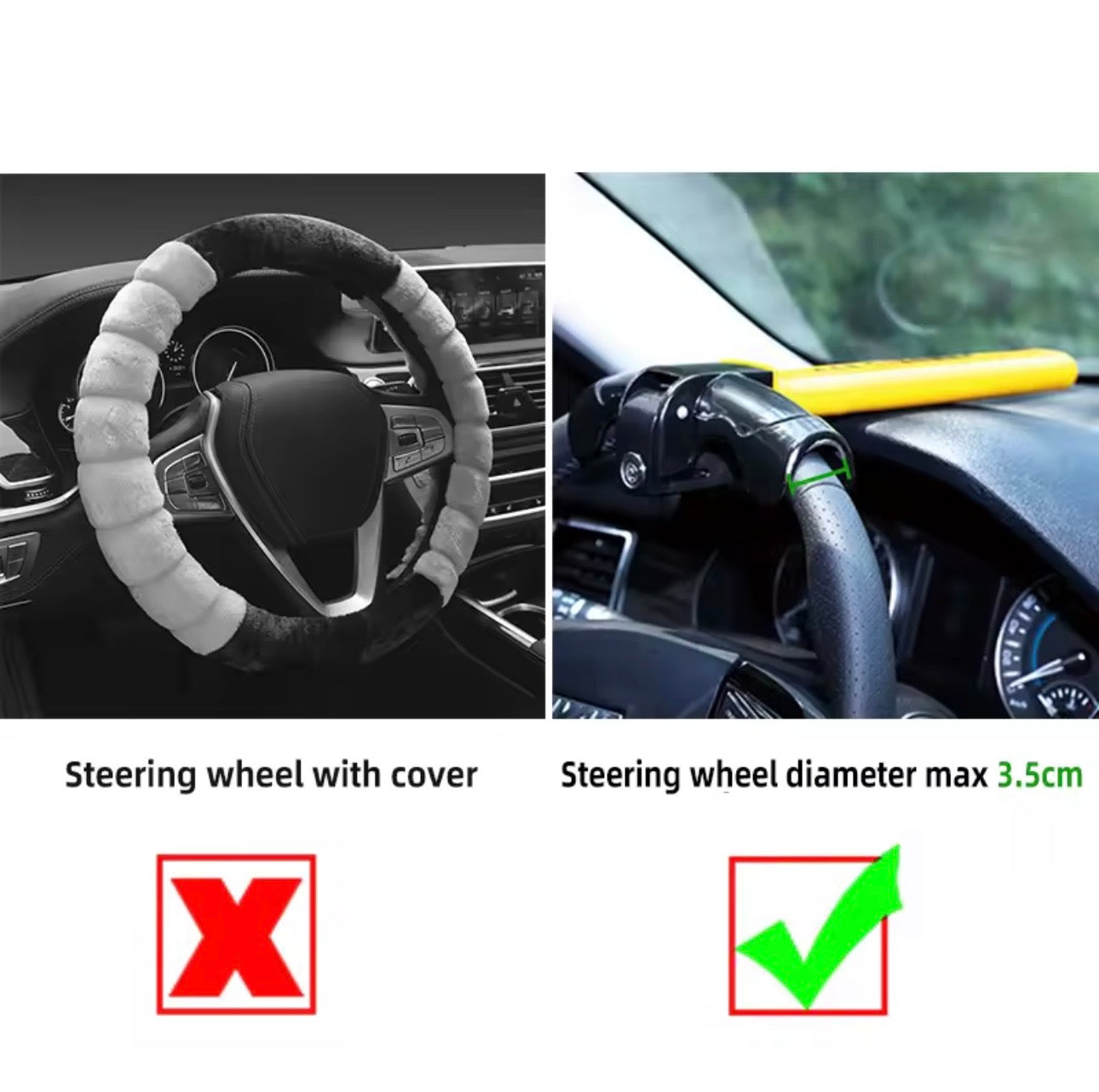 AutoGuard Anti-Theft Armored Bar™ Steering Wheel Lock With Tough-Steel Enhance Automobile