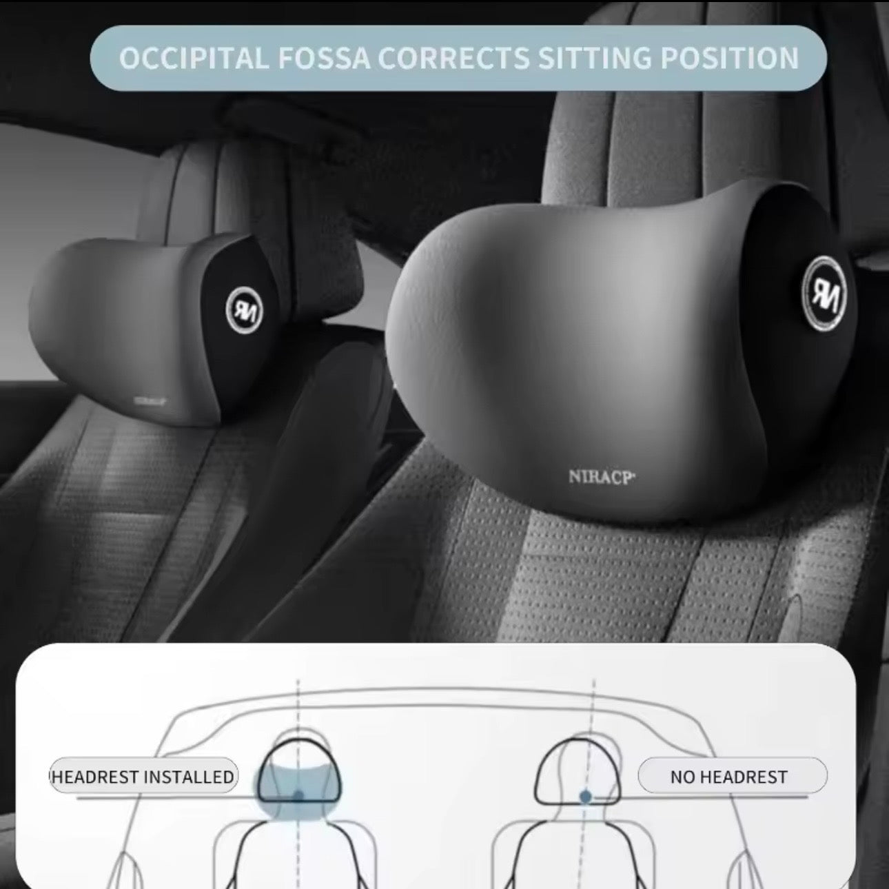 AutoGuard Ergonomic Memory Foam Car Set for Headrest Neck & Waist Support