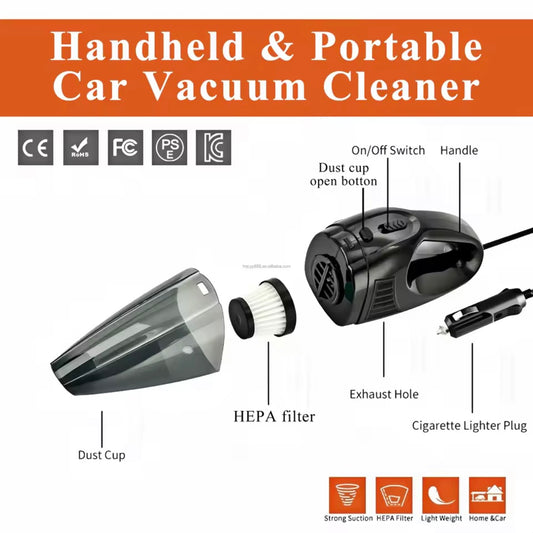 AutoGuard Portable Mini Handheld Corded Vacuum with Filter & Flat Nozzle Attachment