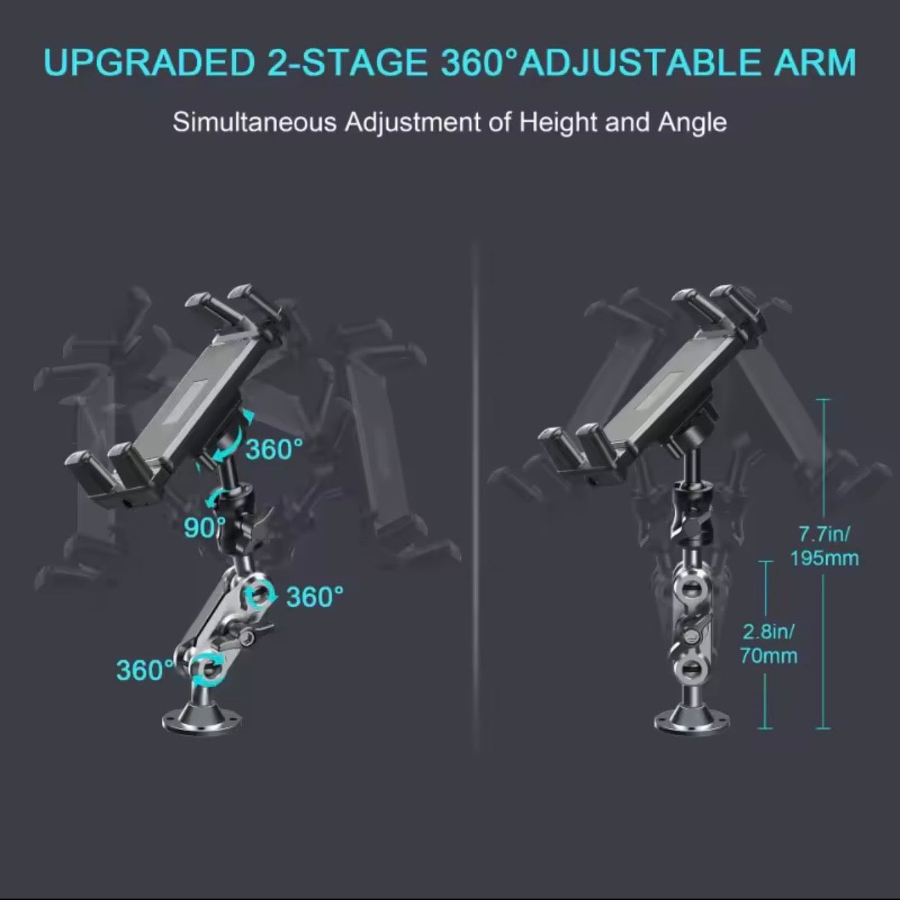 AutoGuard Heavy Duty Drill Base Tablet Holder With Upgraded Aluminium Alloy