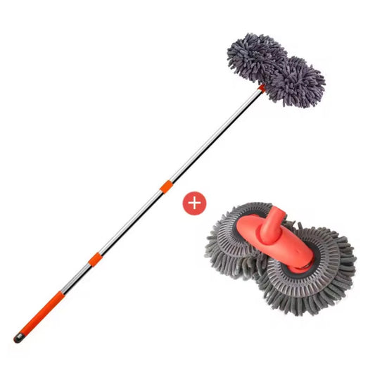 AutoGuard Microfiber Car Washer Mop Foam With Dual-Head & 3-Section Telescopic