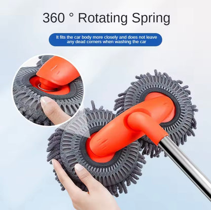 AutoGuard Microfiber Car Washer Mop Foam With Dual-Head & 3-Section Telescopic