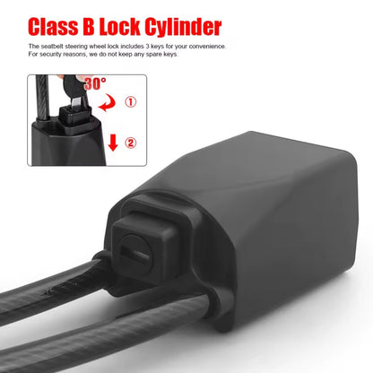 AutoGuard Anti-Theft Heavy-Duty Flexible Cable Lock With Seat Belt Socket & Strong Braided Steel