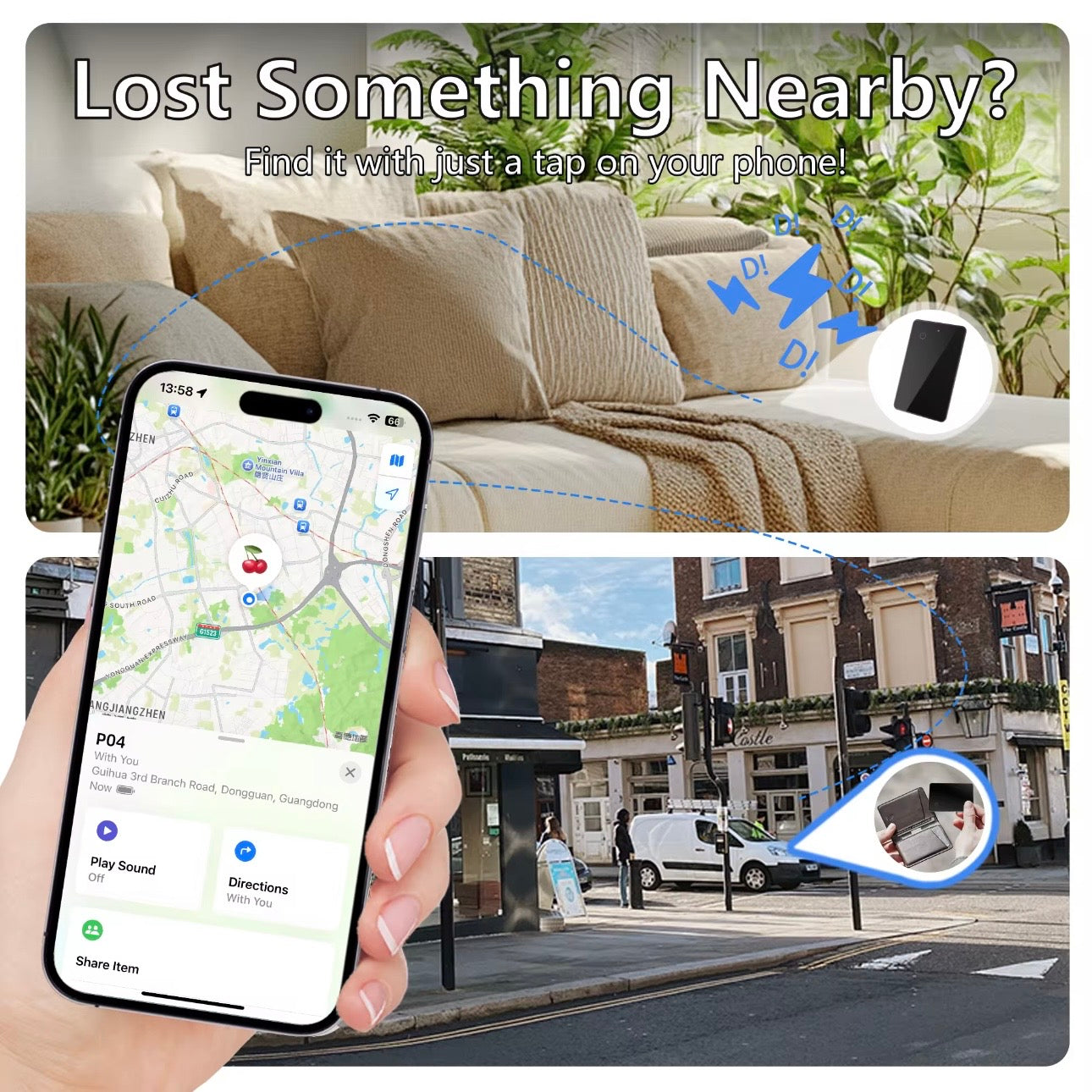 AutoGuard Smart Air Tag Wallet Card GPS Locator Tracker For Android & IOS