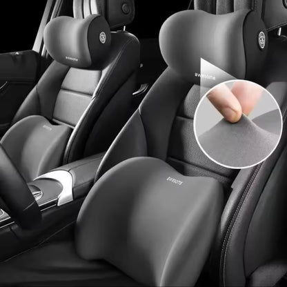 AutoGuard Ergonomic Memory Foam Car Set for Headrest Neck & Waist Support