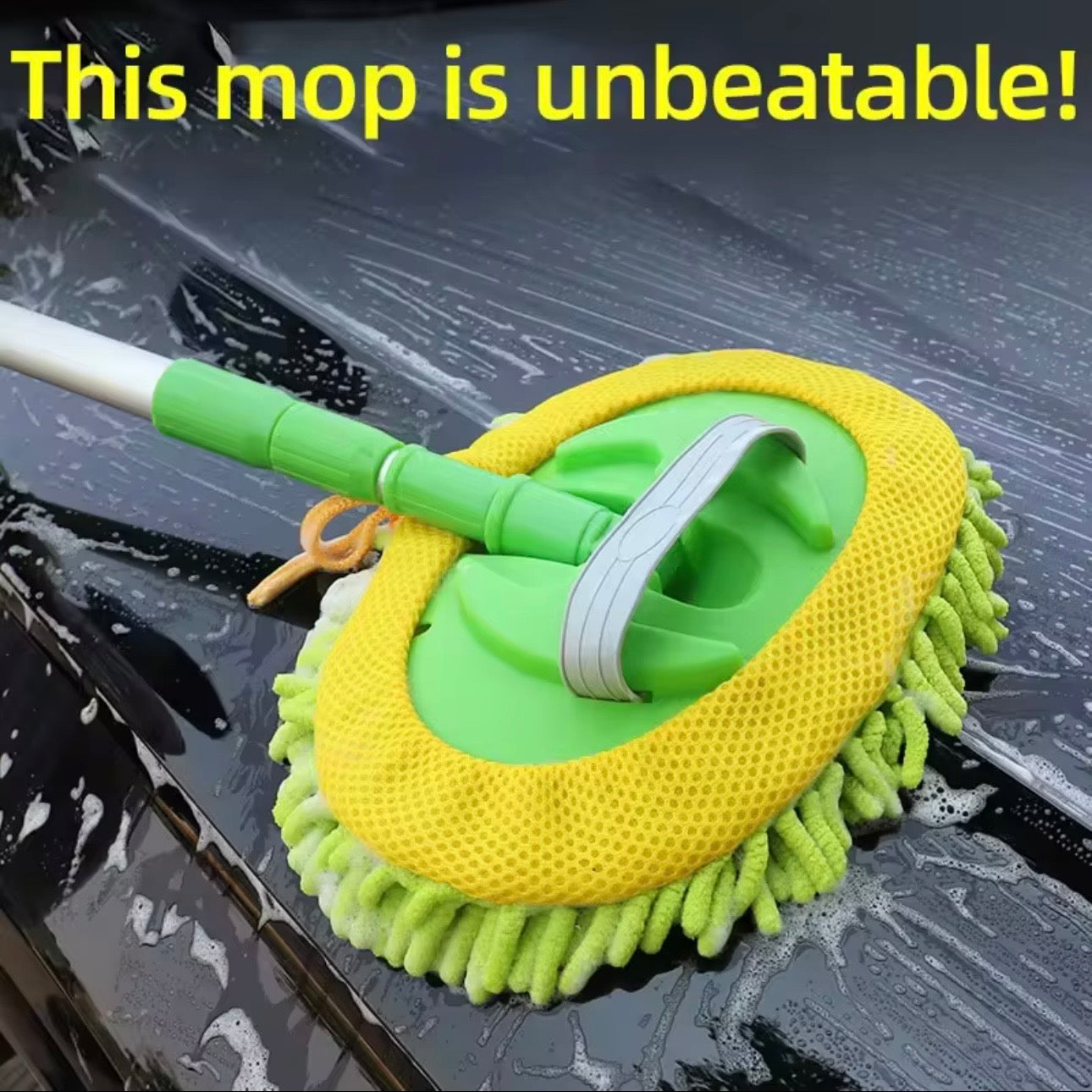 AutoGuard Micro-Fiber Car Wash Mop Mitt With 45” Aluminium Alloy Long Handle