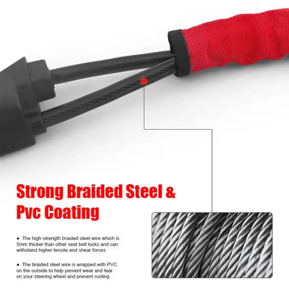 AutoGuard Anti-Theft Heavy-Duty Flexible Cable Lock With Seat Belt Socket & Strong Braided Steel