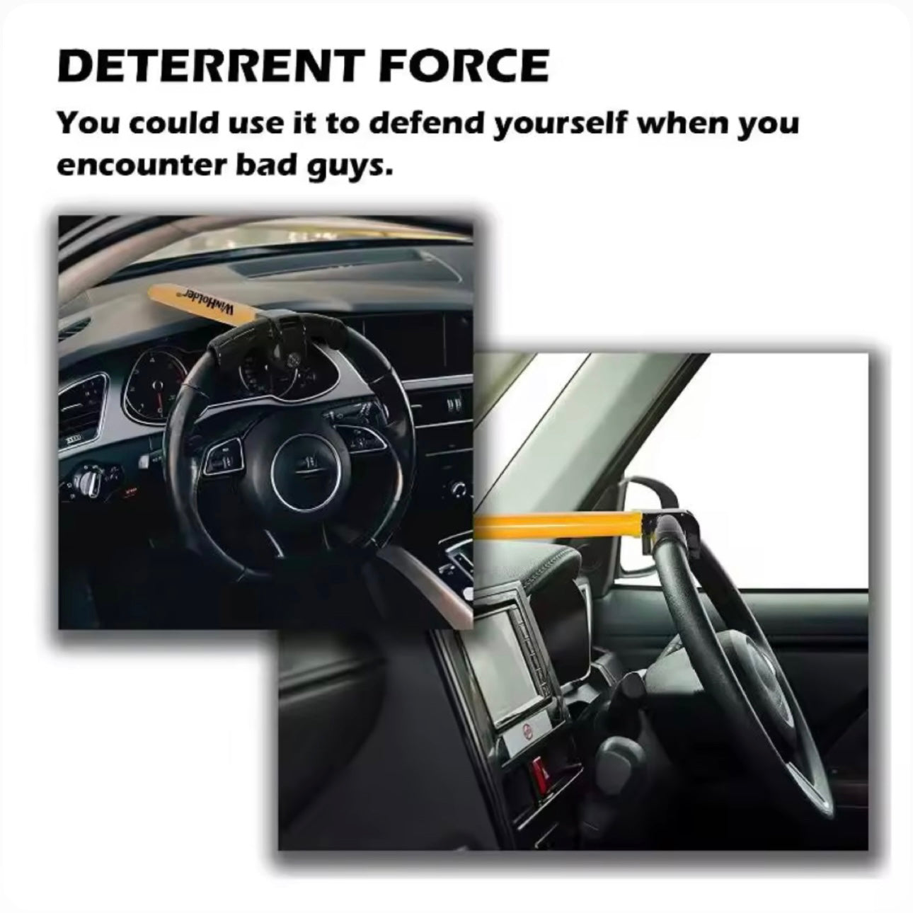 AutoGuard Anti-Theft Armored Bar™ Steering Wheel Lock With Tough-Steel Enhance Automobile