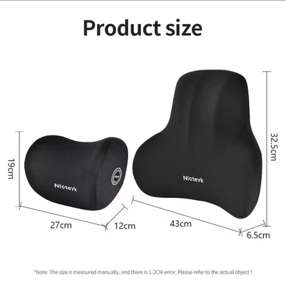 AutoGuard Ergonomic Memory Foam Car Set for Headrest Neck & Waist Support