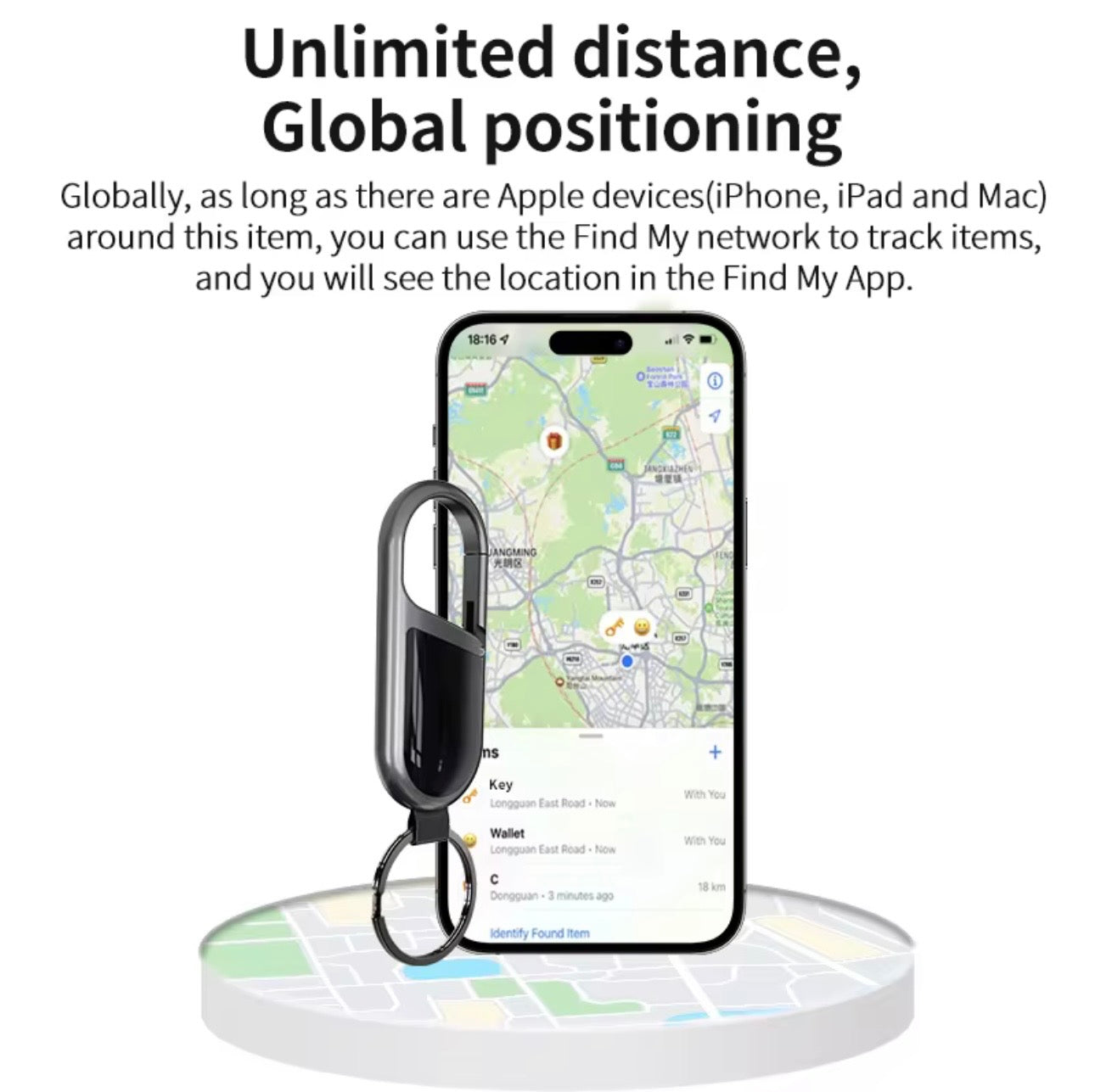 AutoGuard Mini & Portable Find My Keychain I-Tag Locator Anti-Theft GPS Tracker
