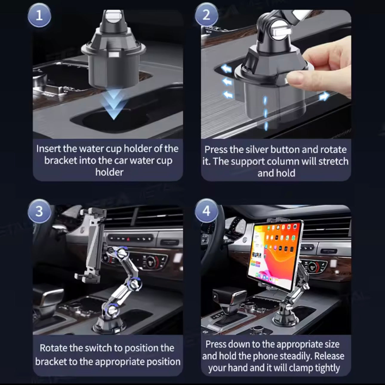 AutoGuard Heavy Duty Drill Base Tablet Holder With Upgraded Aluminium Alloy