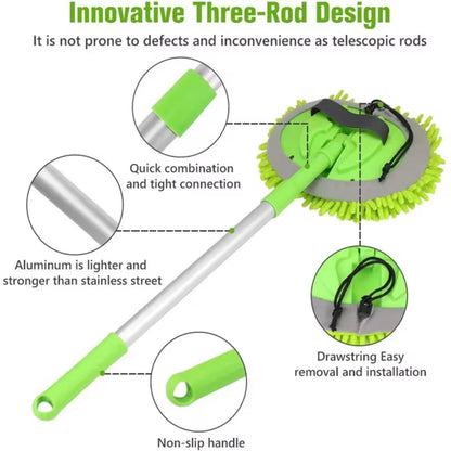 AutoGuard Micro-Fiber Car Wash Mop Mitt With 45” Aluminium Alloy Long Handle