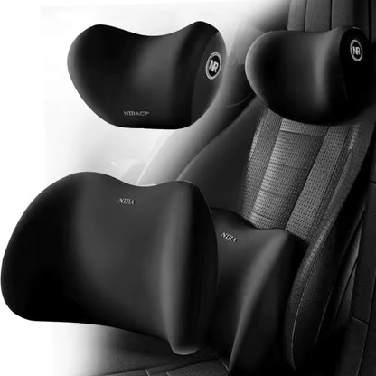 AutoGuard Ergonomic Memory Foam Car Set for Headrest Neck & Waist Support