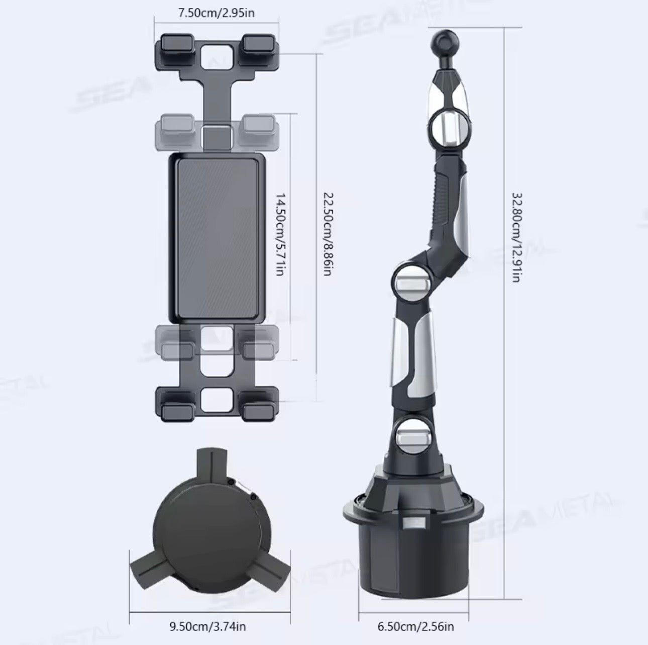 AutoGuard Heavy Duty Drill Base Tablet Holder With Upgraded Aluminium Alloy