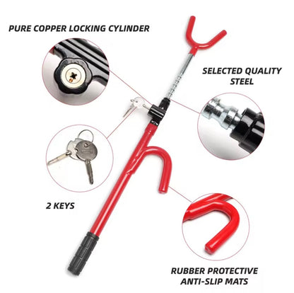 AutoGuard Heavy Duty Anti-Theft Twin Bar Extendable Steering Wheel Lock With Tough-Steel Enhance Automobile Security