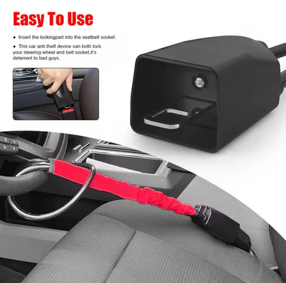 AutoGuard Anti-Theft Heavy-Duty Flexible Cable Lock With Seat Belt Socket & Strong Braided Steel