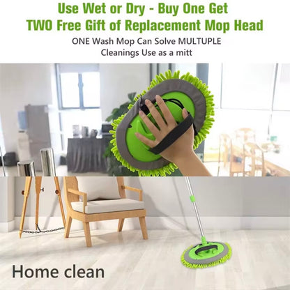 AutoGuard Micro-Fiber Car Wash Mop Mitt With 45” Aluminium Alloy Long Handle