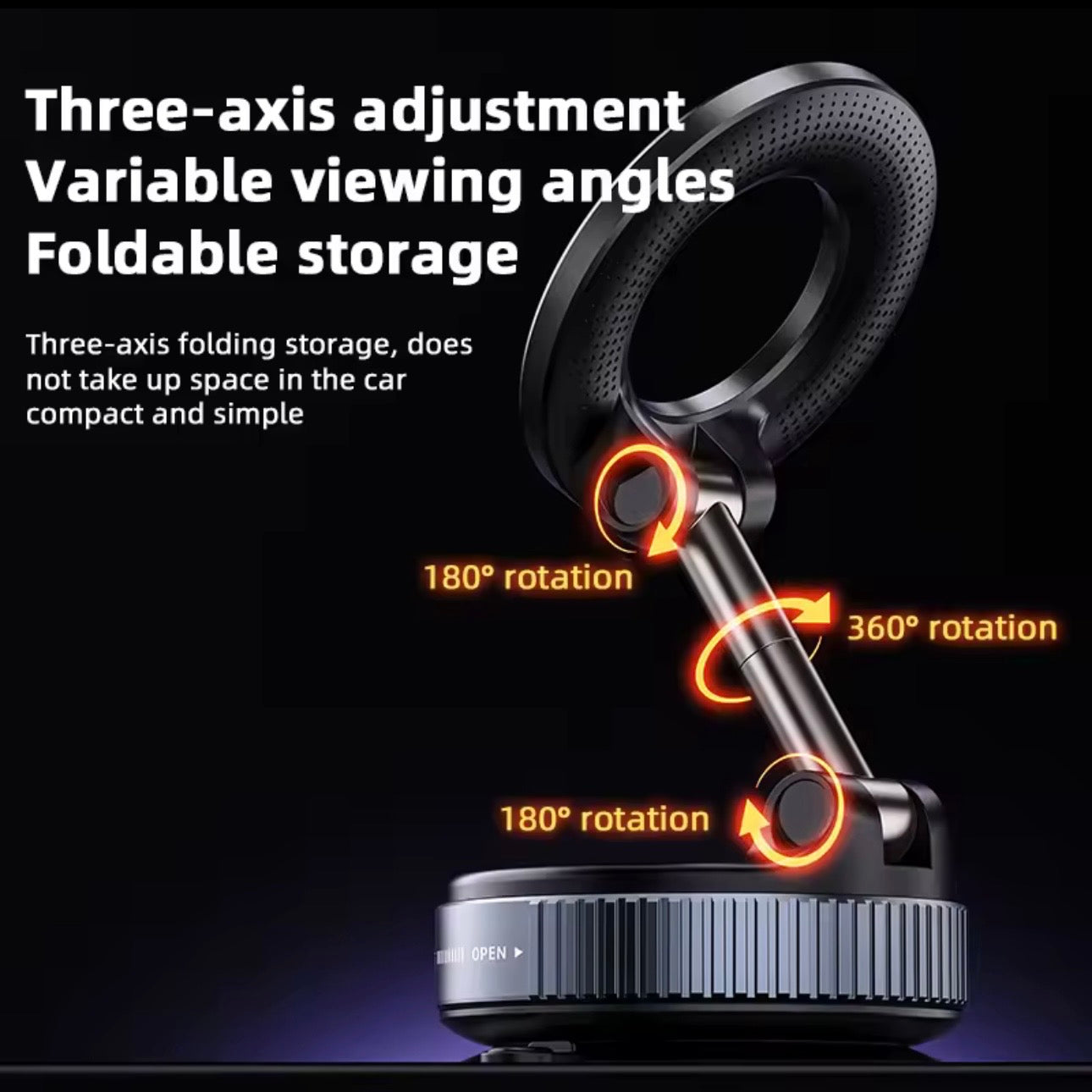 AutoGuard Magnetic Phone Holder With Upgraded Aluminum Alloy, Rotatable & Foldable