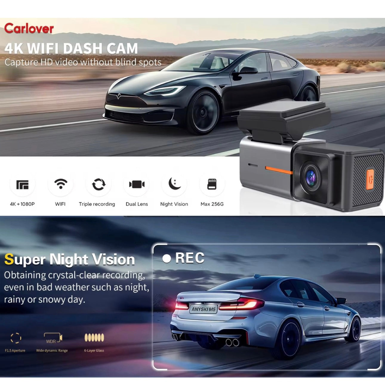 AutoGuard S2: Pro-Grade Dual-Lens Precision 4K Dash Camera With Night Version