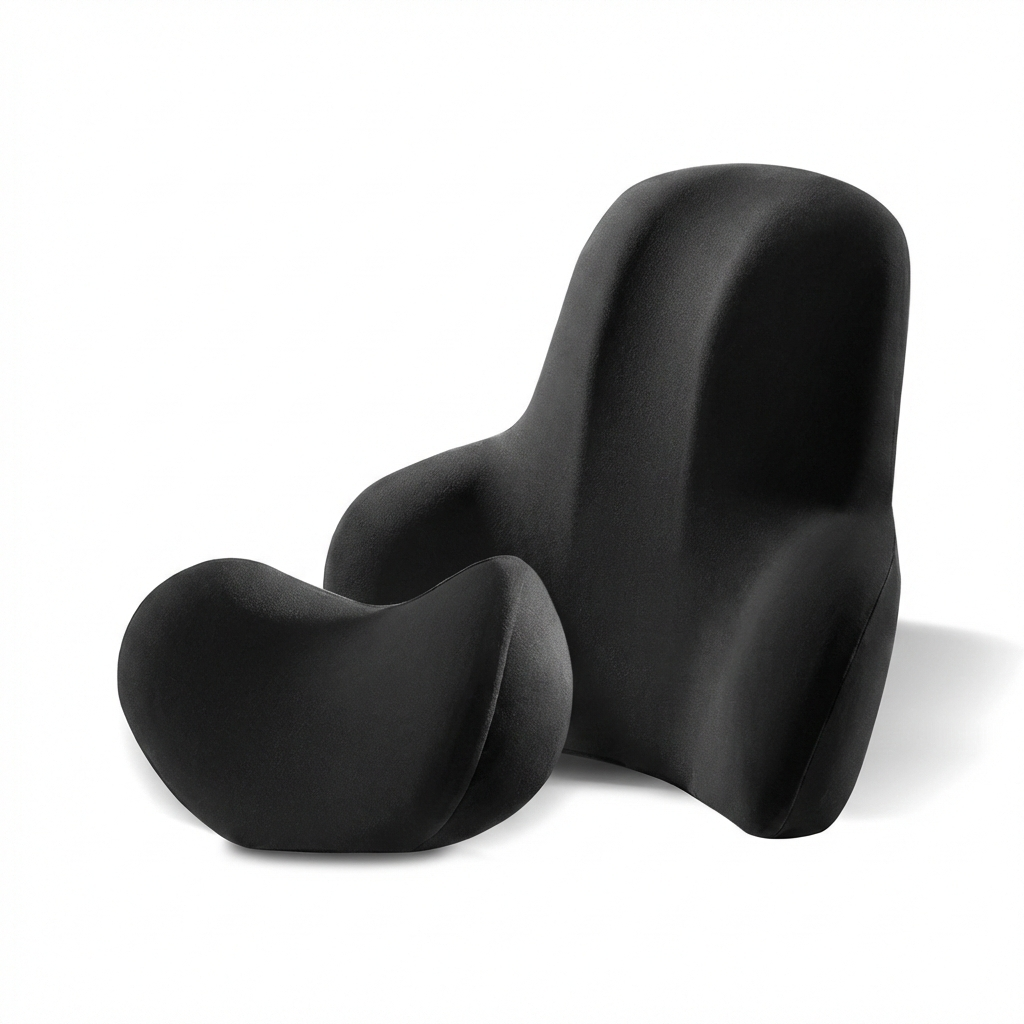 AutoGuard Ergonomic Memory Foam Car Set for Headrest Neck & Waist Support