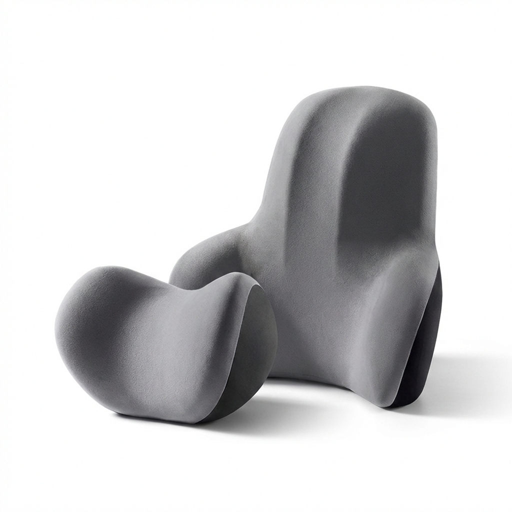 AutoGuard Ergonomic Memory Foam Car Set for Headrest Neck & Waist Support