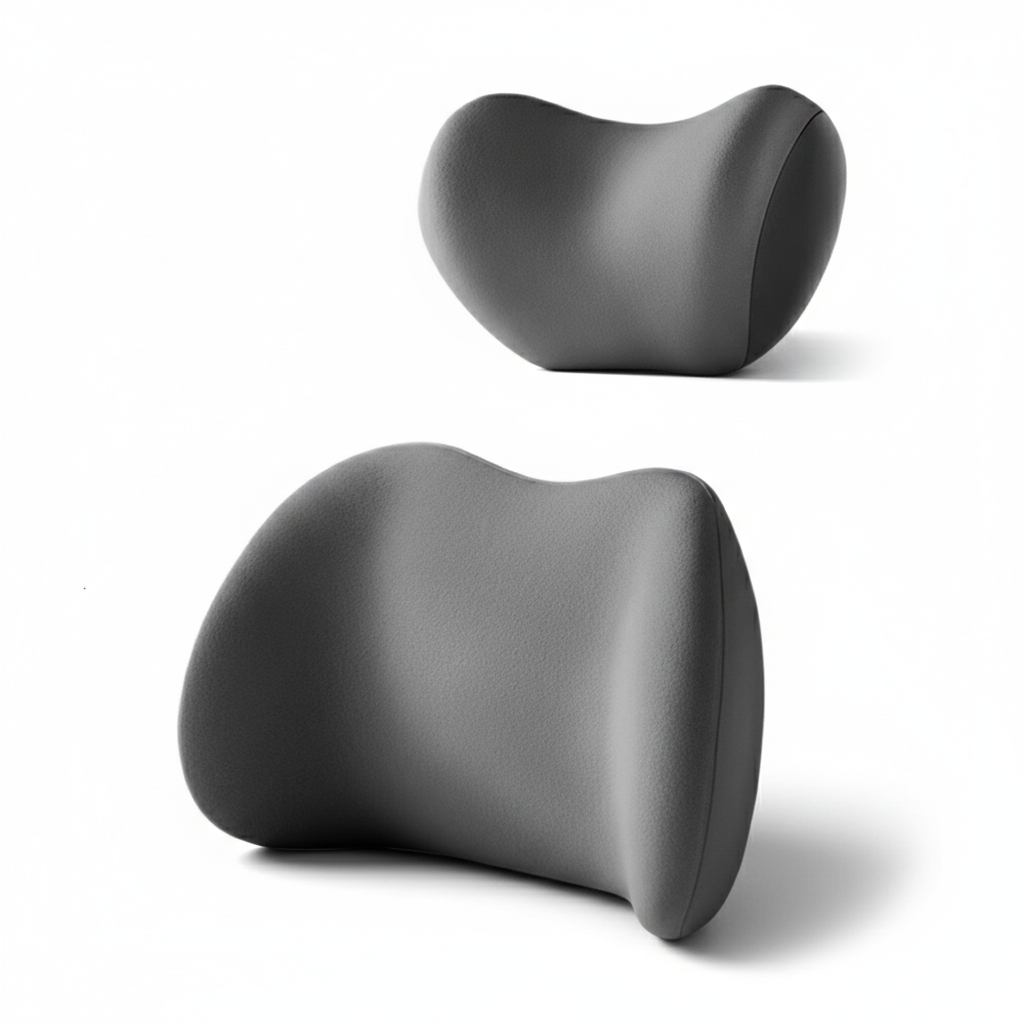 AutoGuard Ergonomic Memory Foam Car Set for Headrest Neck & Waist Support